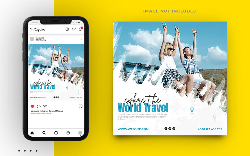 Design del modello di post di Instagram di viaggio sui social media