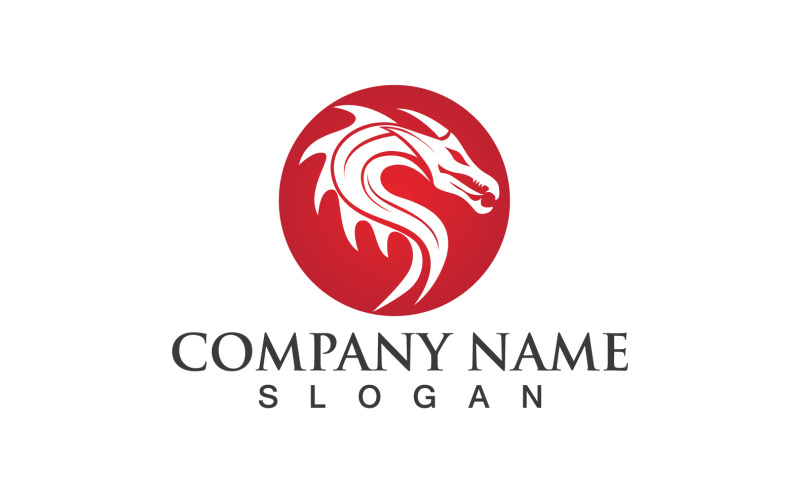 Dragon Head Red Logo I Symbol Vector V8