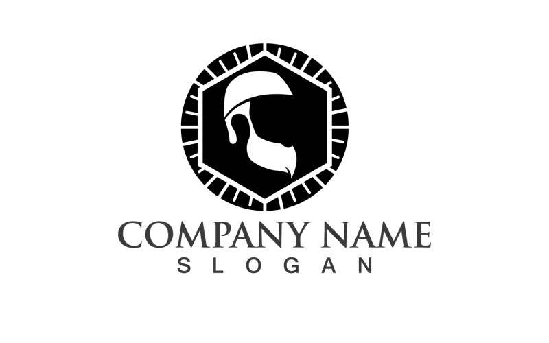 Handsome Man With A Mustache And Beard Logo Vector V19