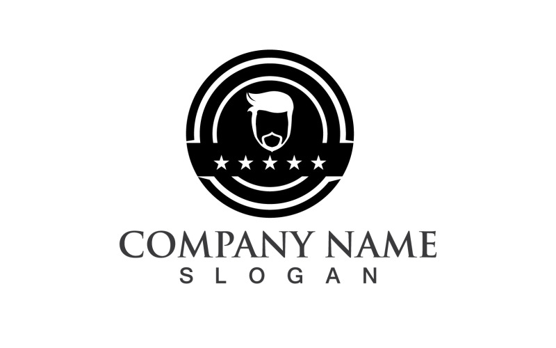 Homem bonito com um logotipo de bigode e barba Vector V24
