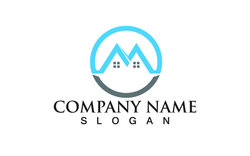 M будинок початкового листа бізнес логотип вектор V3