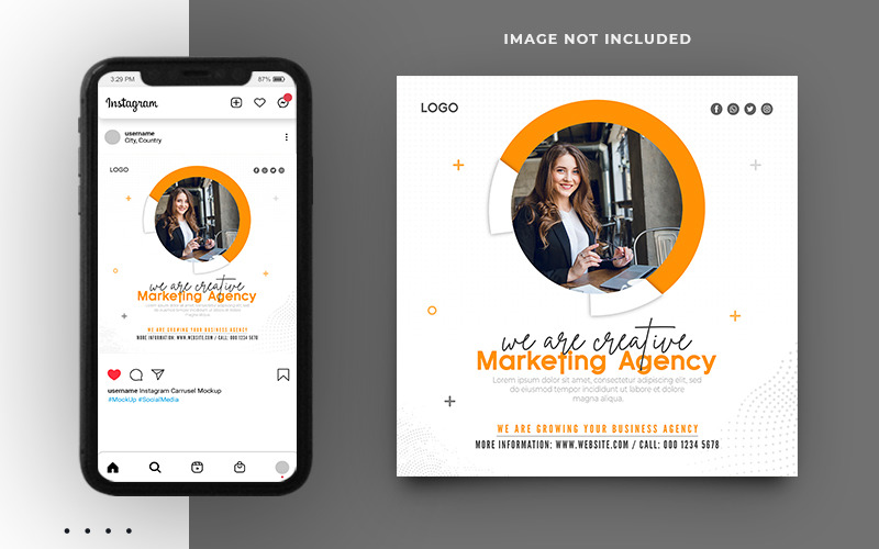 Modello di banner per post sui social media dell'agenzia di marketing minimo