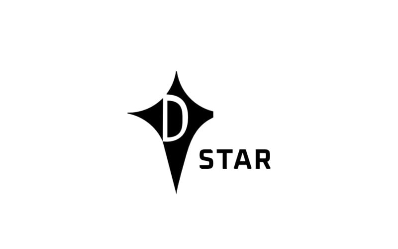 Logo de l'espace négatif étoile lettre D
