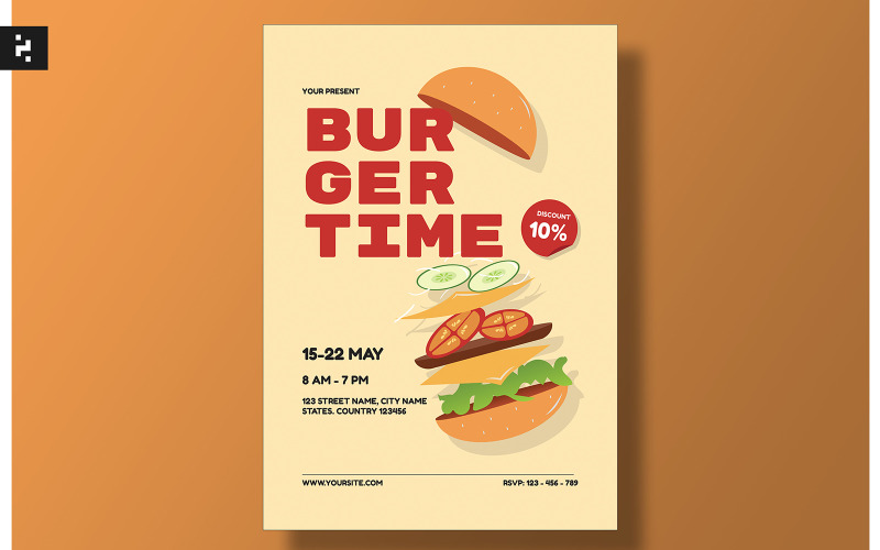 Рекламный флаер Burger Time Food