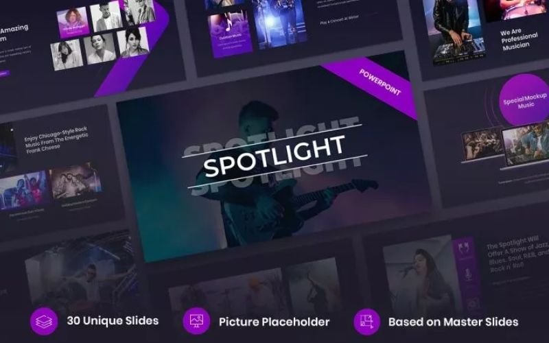 Spotlight - PowerPoint-sjabloon voor muziekevenement
