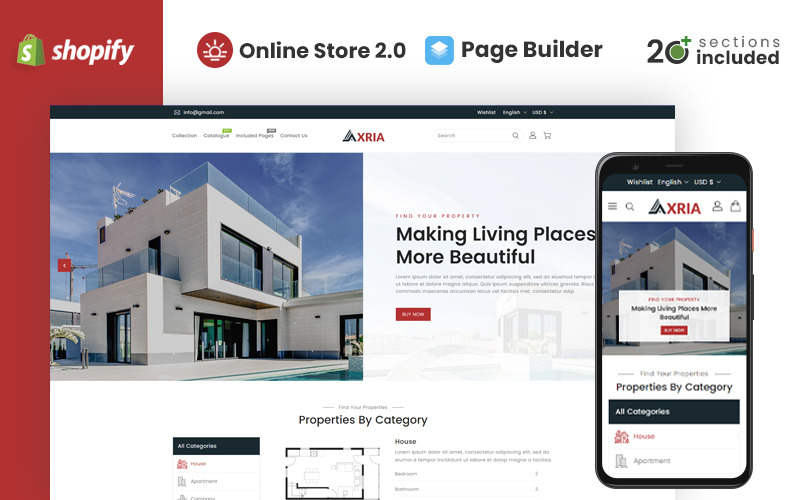 Axria - Agencja nieruchomości Motyw Shopify