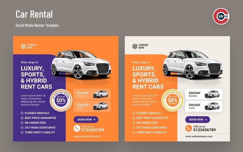 Car Rental Promotion Social Media Banner Set - 00238