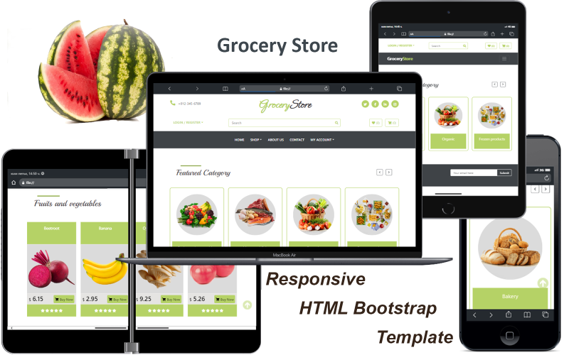 Élelmiszerbolt – Reszponzív HTML rendszerindító sablon