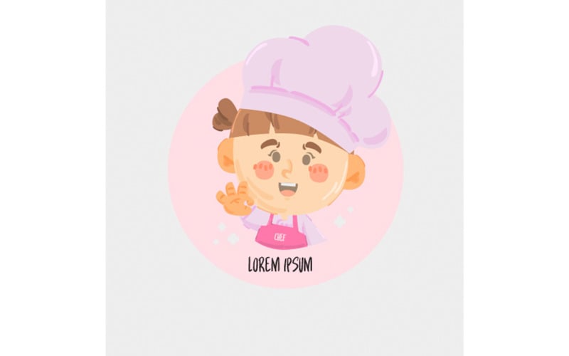 Free Cute Girl Chef Icon Logo Illustration