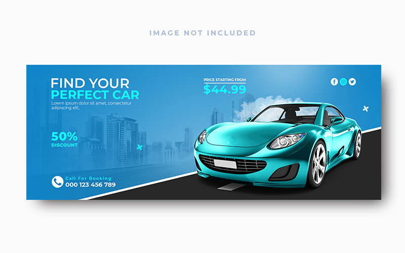 Mietwagen-Social-Media-Seiten-Cover-Template-Design