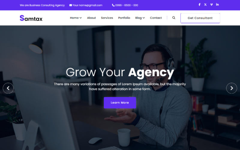 Samtax - Plantilla de sitio web HTML de servicios comerciales y soluciones de TI