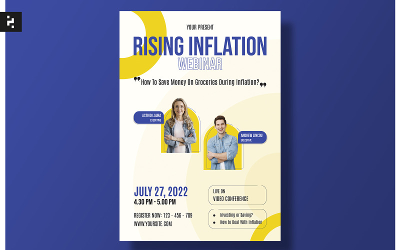 Volantino della conferenza webinar sull'inflazione in aumento