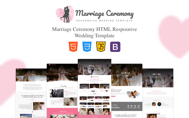 Ceremonia małżeństwa Szablon HTML Responsive Wedding