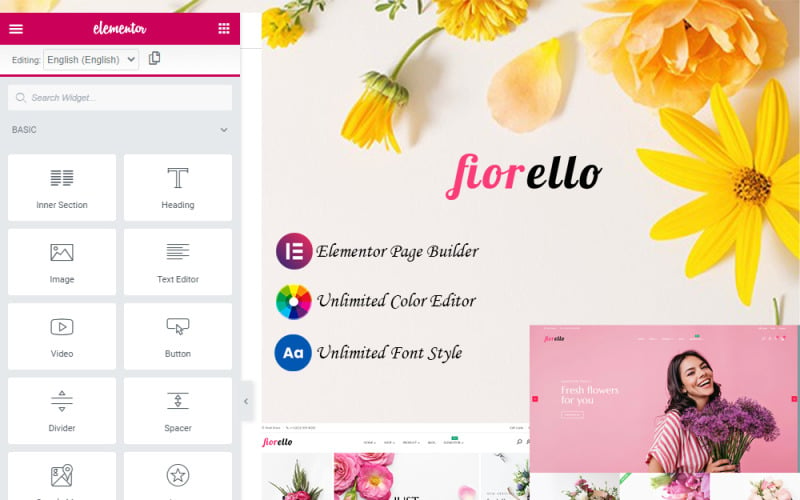 Fiorello – Elementor Flower Store e-kereskedelmi Prestashop téma