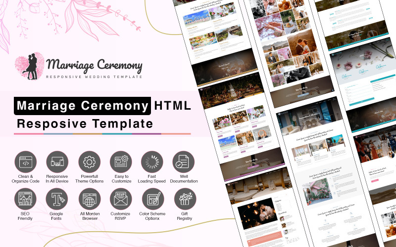 Marriage Ceremony HTML адаптивный свадебный шаблон