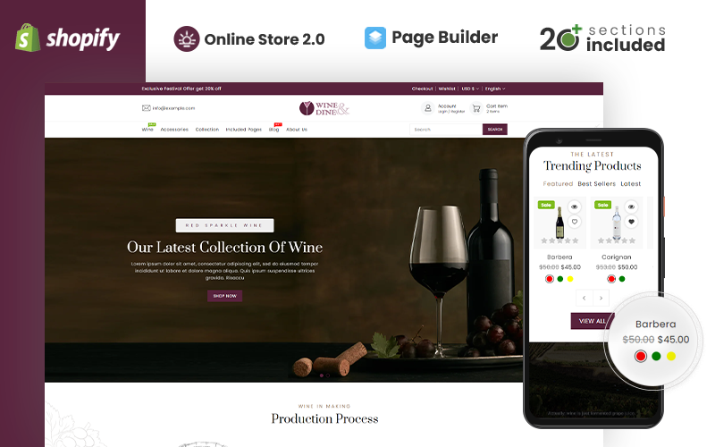 Motyw Shopify Responsywny Wine&Dine
