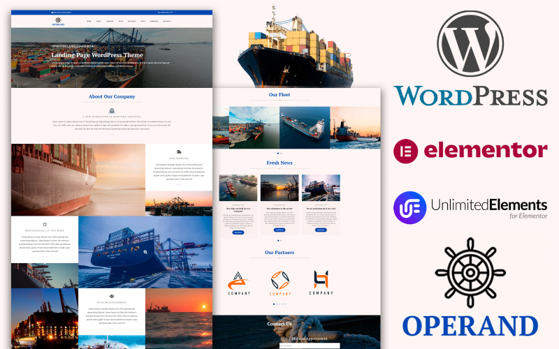 Operand - Drift & charter målsida WordPress-tema