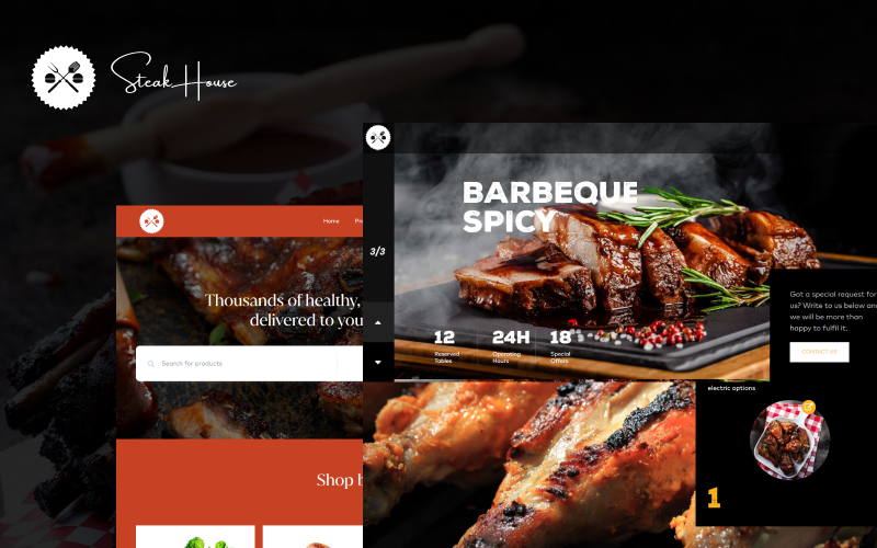 Steakhouse Restaurant Bakkerij Hotel Boeking en Woocommerce Thema