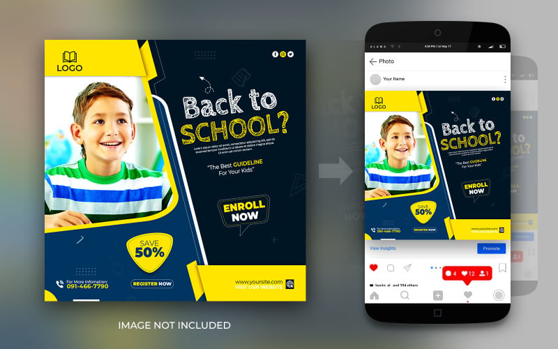 Back To School Social Media Instagram Or Facebook Post Banner Design Template