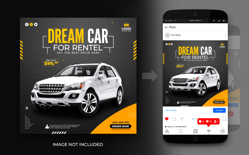 Besoin d'un modèle de conception de bannière de publication de médias sociaux de voiture de rêve