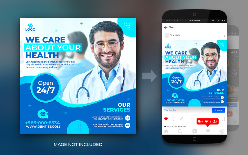 Healthcare Medical Consultant Banner oder flache Instagram Post Square Social Media Post Design Vorlage