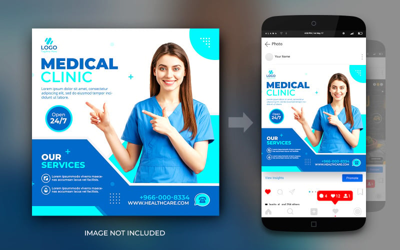 Medical Healthcare Flyer Social Media Post Web Promotion Banner Template