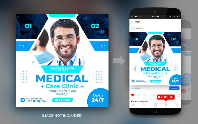 Medical Healthcare Social Media Post Promotion Banner Flyer Template Design
