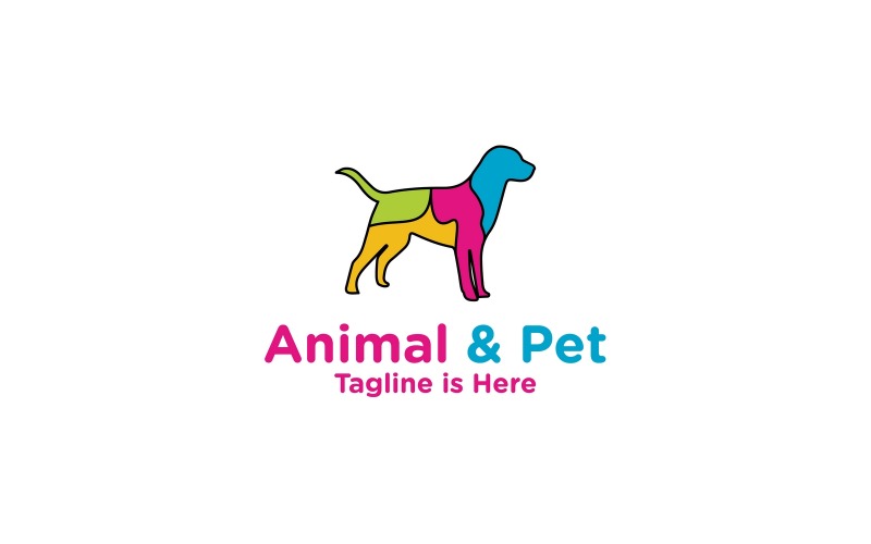 Animal & Pet HOND Meerkleurig logo-sjabloon
