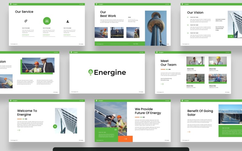 Energine - Modelo de slide do Google de energia solar e renovável