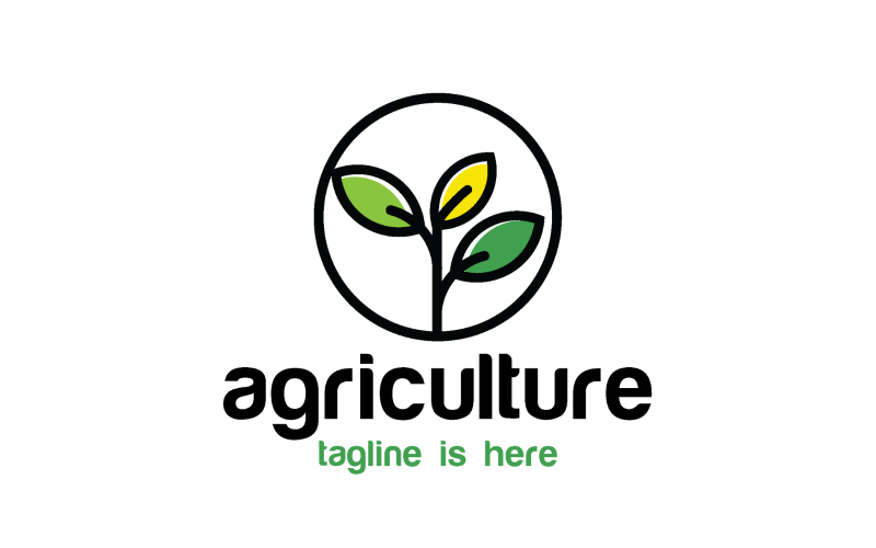 Gula löv jordbruk logotyp mall