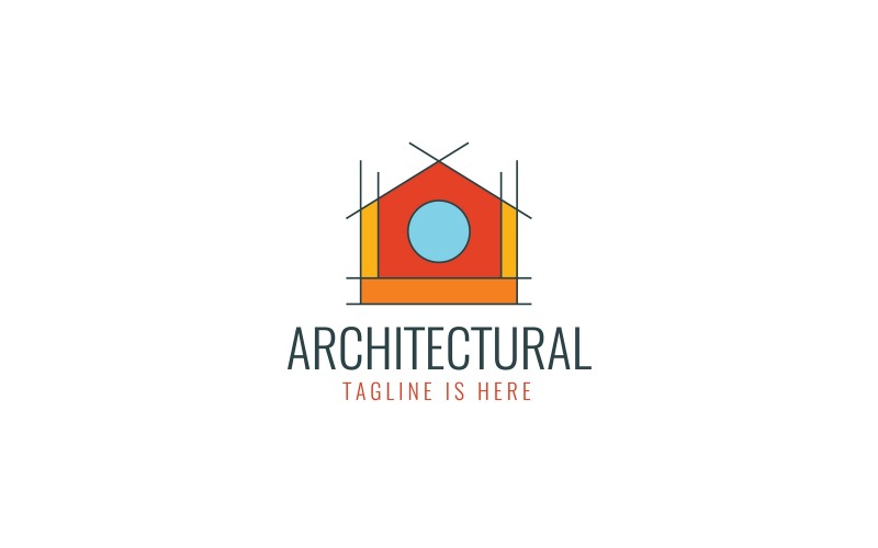Modèle de logo de construction de maison architecturale