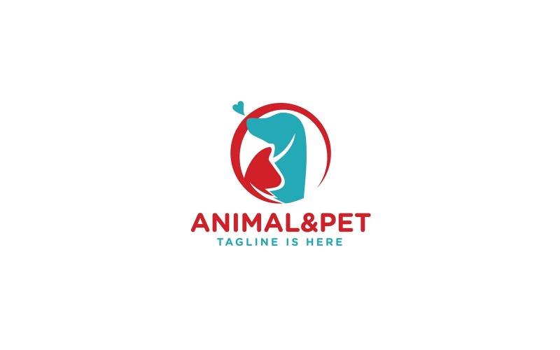 Тварина та домашня собака із шаблоном логотипа серця