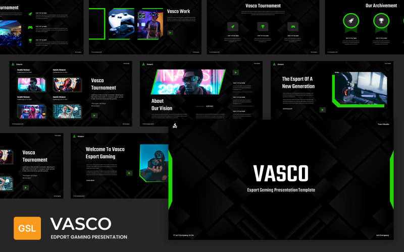Vasco - Esport Gaming Google Slide-sjabloon