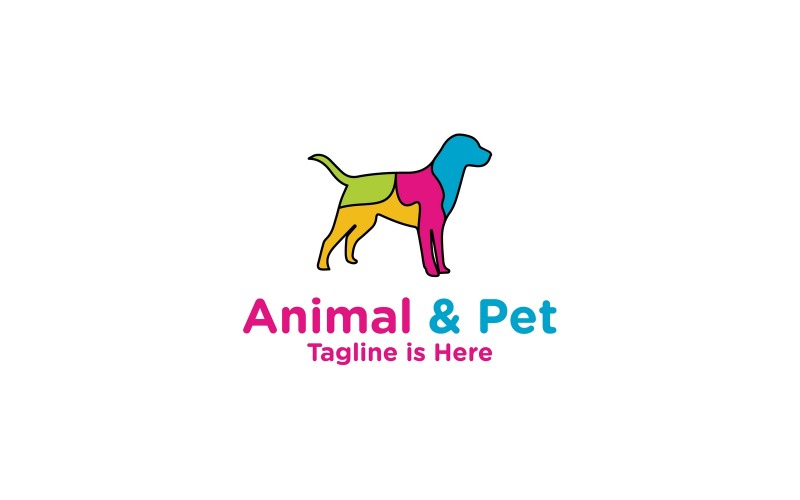 Zwierzęta i zwierzęta domowe PIES Wielokolorowy szablon logo