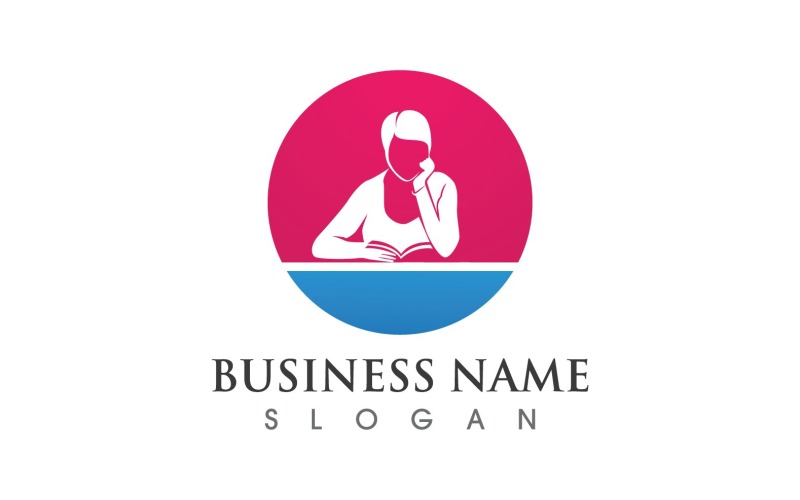 Libro leyendo personas Logo Vector V17