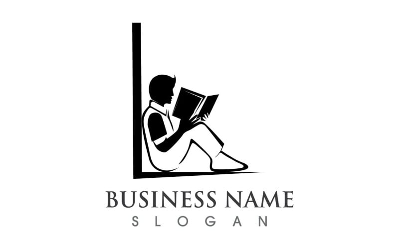 Libro leyendo personas Logo Vector V5