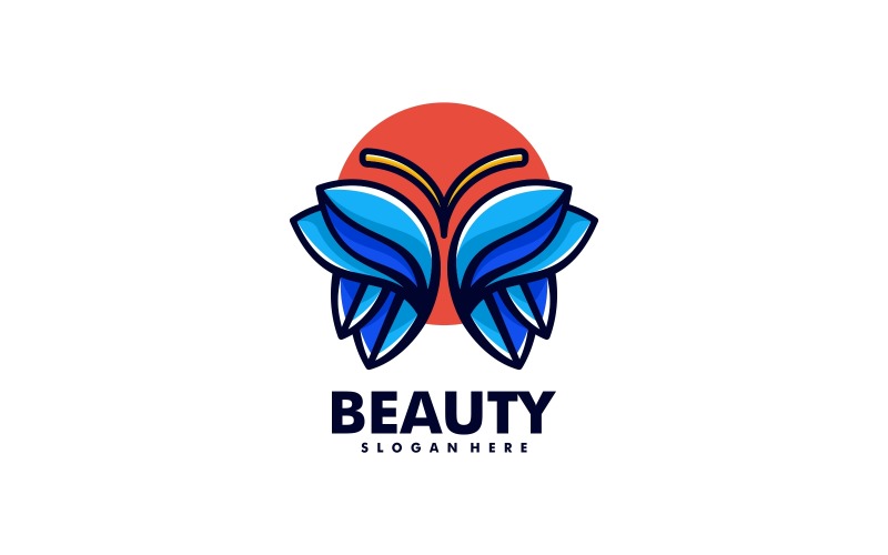 Butterfly enkel maskot logotyp mall