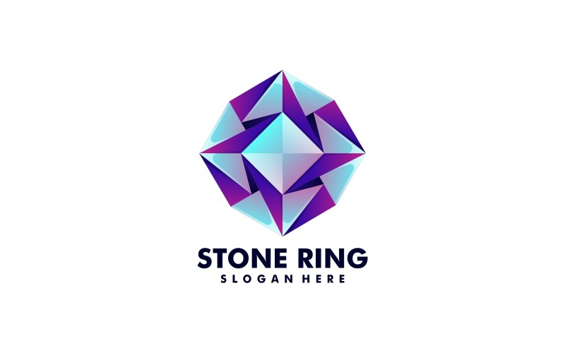 Logotipo colorido gradiente de anel de pedra
