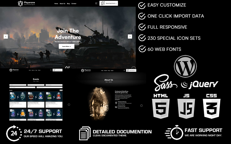 Playerone – Játékportál és eSports Gaming WordPress téma