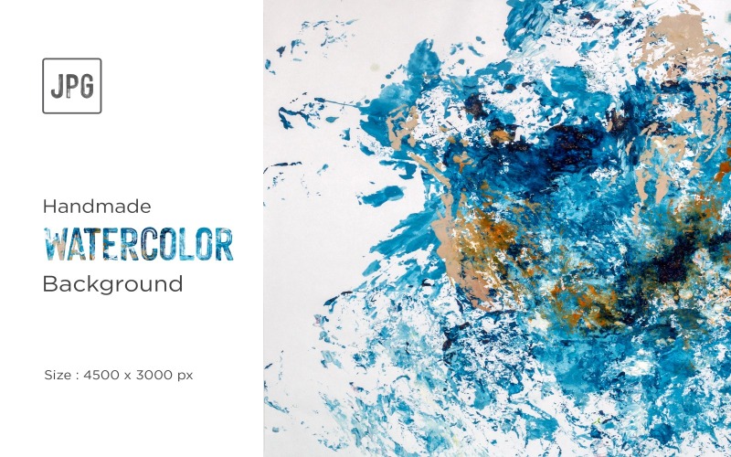 Sfondo di colore dell'acqua dipinto a mano e macchie di acquerello blu