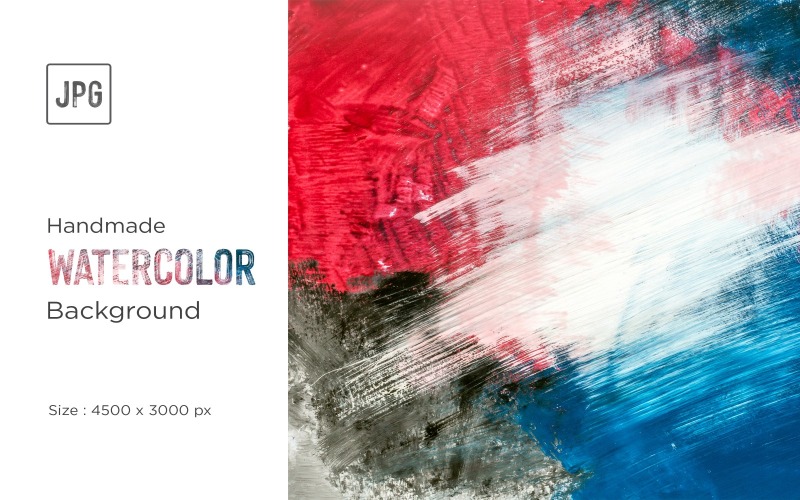 Sfondo di colore dell'acqua dipinto a mano Macchie rosse bianche e blu dell'acquerello