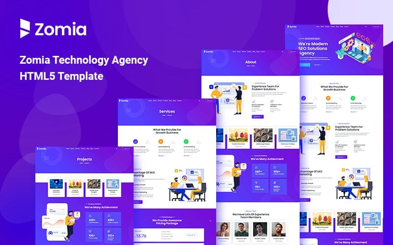 Zomia Technology and Agency Bootstrap HTML5-webbplatsmall