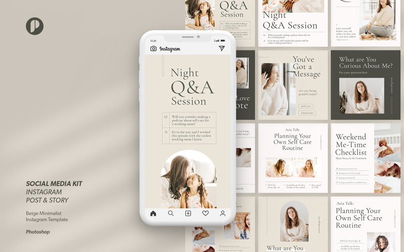 Beige minimalistisches Social Media Kit Instagram