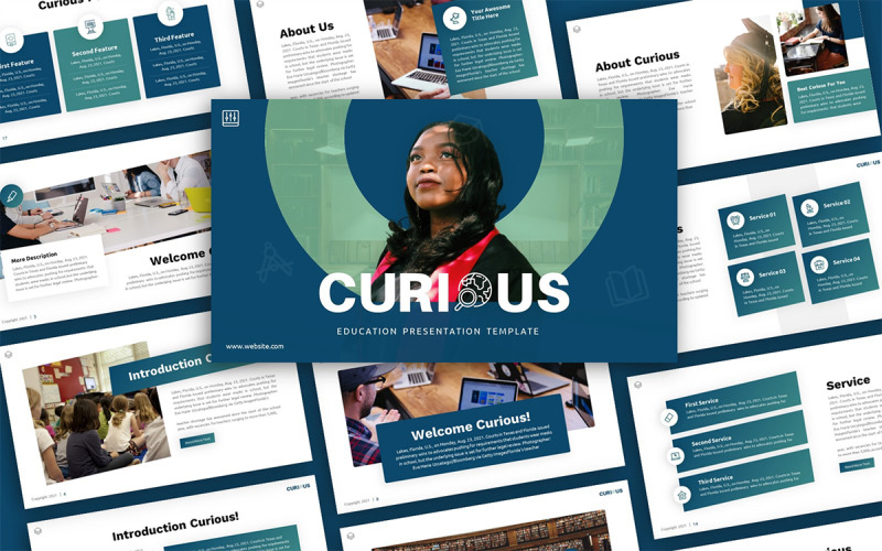 Curious Education Багатоцільовий шаблон презентації PowerPoint
