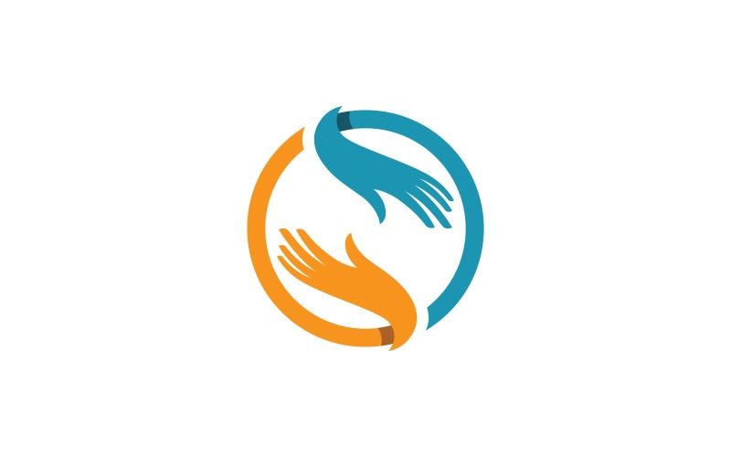 Modelo de design de logotipo de vetor de cuidados com as mãos V8