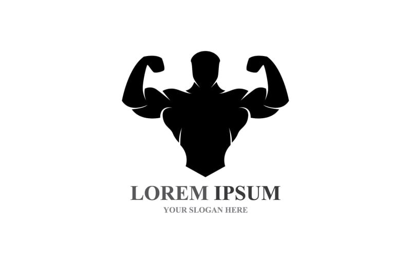 Design de logotipo de academia de ginástica com etiqueta esportiva V4