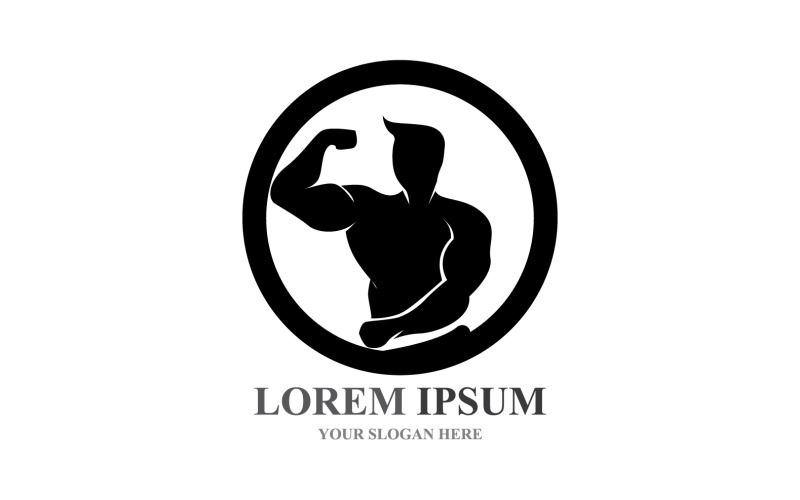 Design de logotipo de academia de ginástica com rótulo esportivo V20