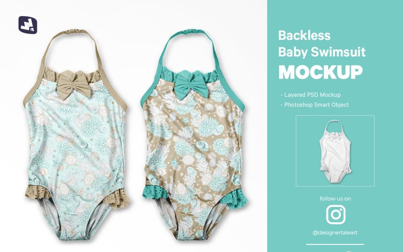 Backless Baby Swimsuit Mockup