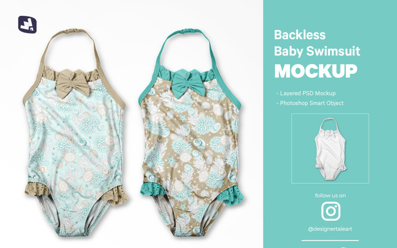 Mockup di costume da bagno per bambini senza schienale