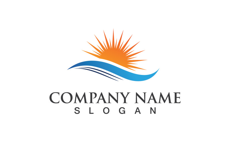 Słońce i fala Logo Vector Icon Design V 1